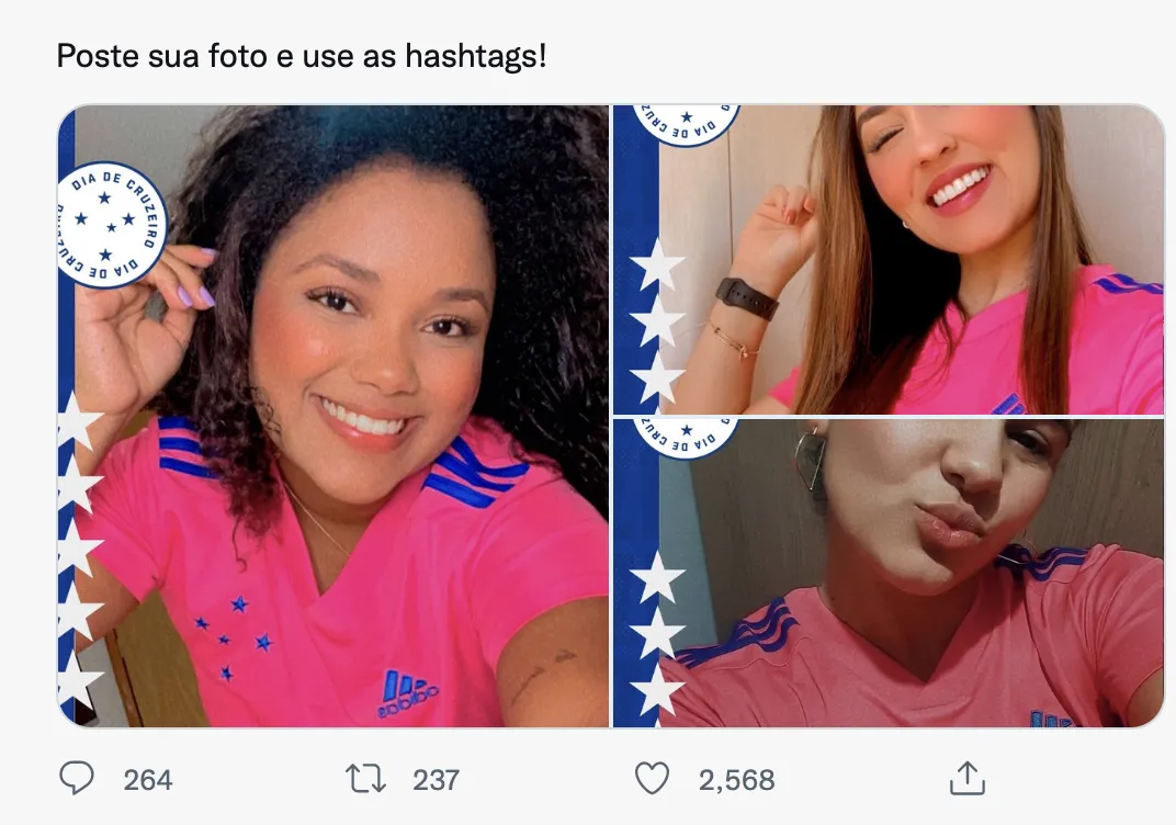 Página do Cruzeiro volta atrás e exclui foto polêmica no Twitter