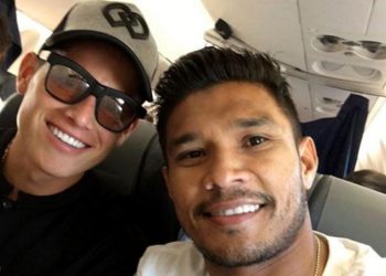 Teo Gutiérrez e James Rodríguez chegaram para apresentação de luxo em BH