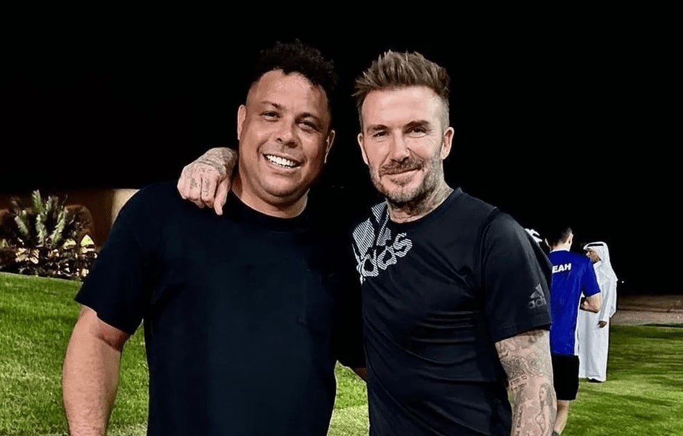 Ronaldo Fenômeno e David Beckham. Foto: Reprodução.